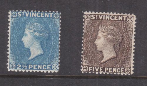 St. vincent, 1897 qv, new values 2 1/2d. blue &amp; 5d. sepia, lhm.