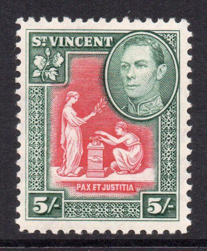 St vincent 5/- stamp c1938-47 mounted mint