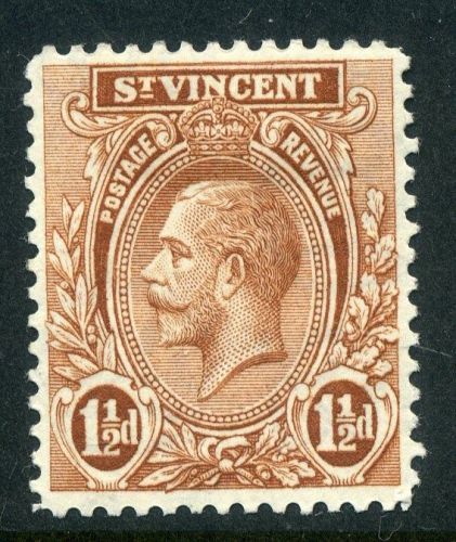 St.vincent;  1921 early gv issue mint hinged 1.5d. value