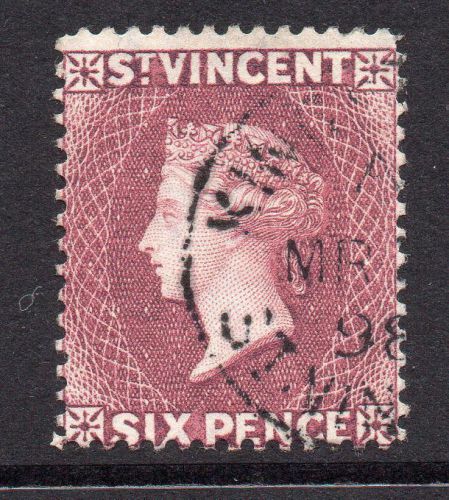 St vincent 6 pence stamp c1890-93 used