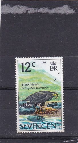 St vincent grenadines double overprint 1974 black hawk 12c sg.11a mnh