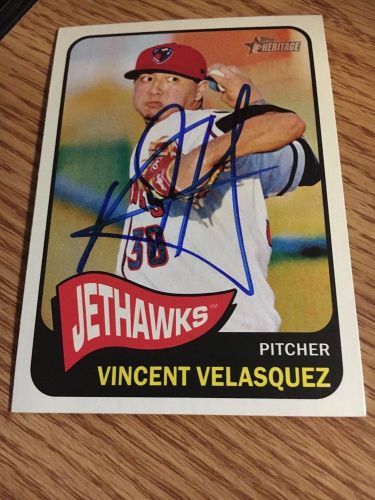 Vincent Velasquez Phillies Signed Baseball 2014 Topps Heritage Card