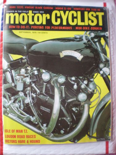Motorcyclist magazine september 1970- vincent black shadow, honda sl-100
