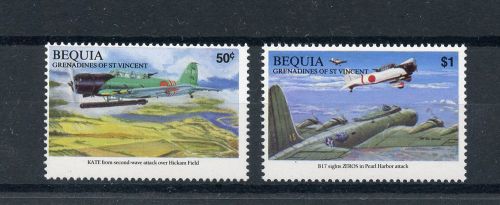 Bequia Grenadines St Vincent 1991 MNH WWII Pearl Harbor Attack 2v Set Planes