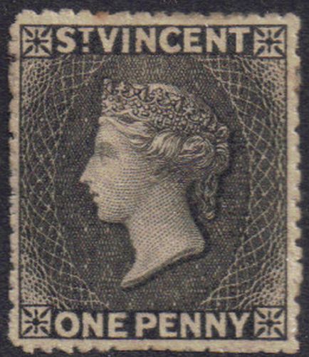 St Vincent 1871 1d One penny Black SG 15 Mint hinged