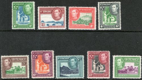 Commonwealth St Vincent 1949 KGVI part set of mint stamps to 24c LMM