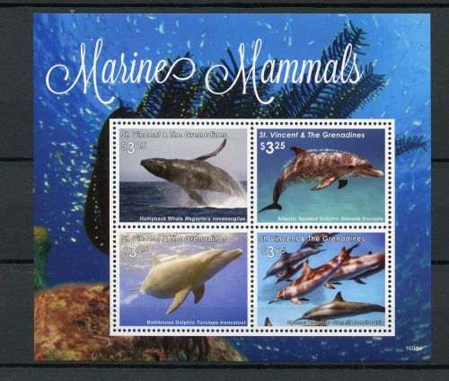 St Vincent &amp; The Grenadines 2016 MNH Marine Mammals 4v M/S Whales Dolphins