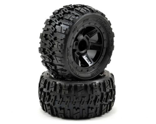 Pro-line pre-mounted trencher desperado wheels (2) (1/16 e-revo) (black)