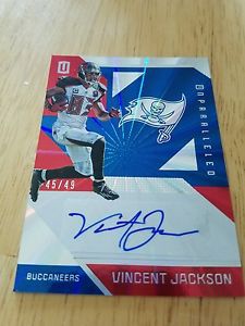 2016 panini unparalleled vincent jackson red auto 45/49