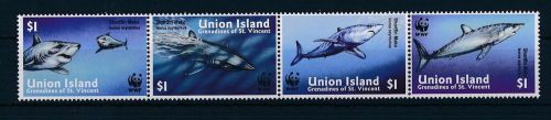 [33353] Union Island St. Vincent 2002 Marine Life Sharks WWF MNH