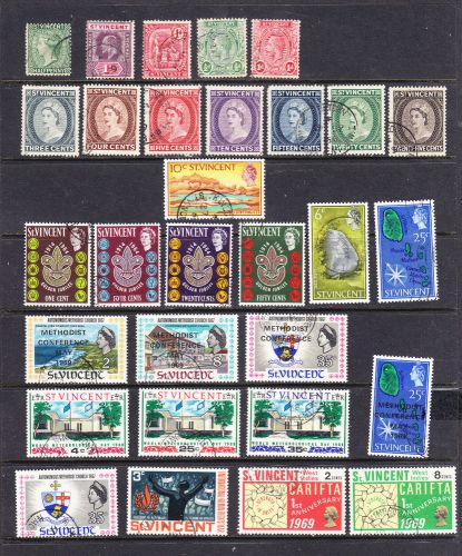 St Vincent postage stamps - 30 x USED Collection Odds