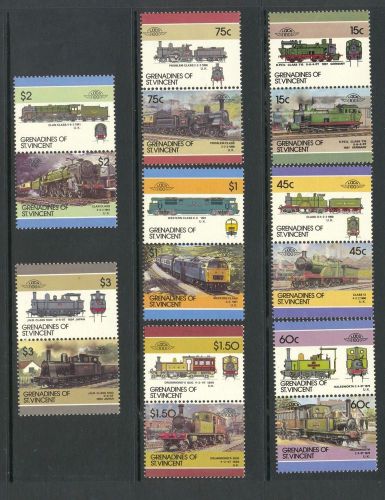 St vincent grenadines 1986 sg 443-58 locomotives 6th series mnh