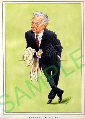 Framed caricature of vincent o&#039;brien by john ireland