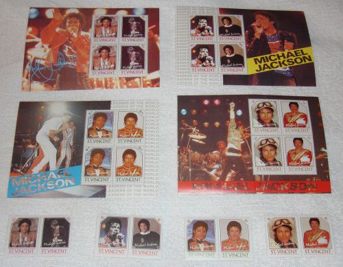 Michael jackson original 1985 st. vincent complete stamp set