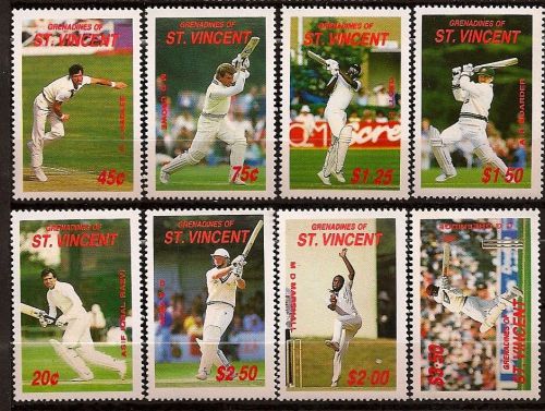 St vincent grenadines 1988 cricketers sport sc # 606-613 mnh