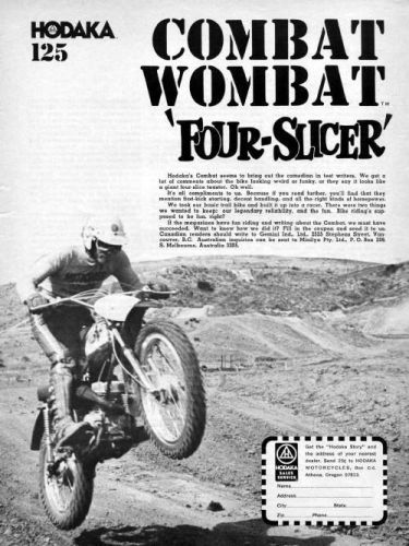 1974 hodaka combat wombat motocross motorcycle original ad