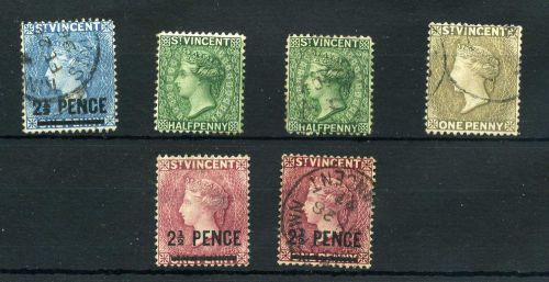 St.vincent.6 --qv early mounted mint/used stamps on stockcard.