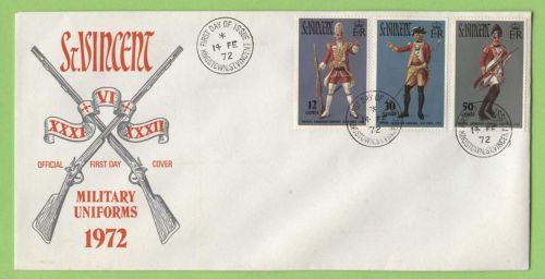 St Vincent 1972 Military Uniforms First Day Cover