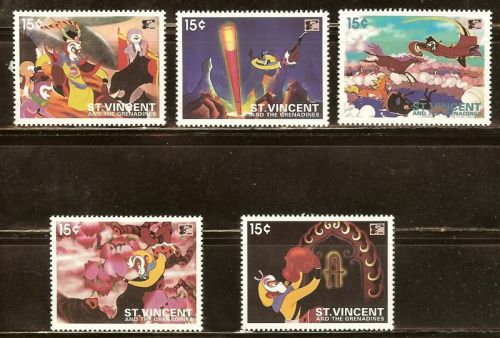 Mint st.vincent cartoons stamps set (mnh)