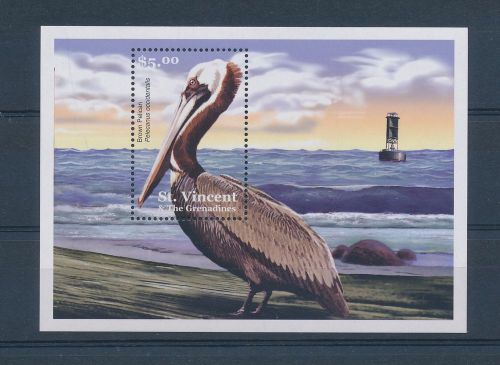 LE48231 St Vincent brown pelican birds good sheet MNH