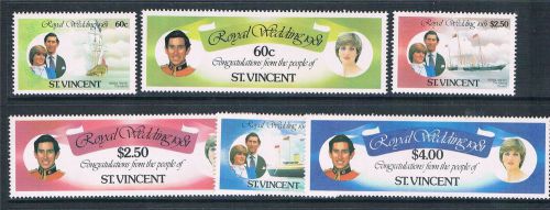 St vincent 1981 royal wedding sg 668/73 mnh