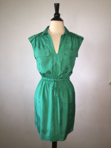 S) Twelth Street Cynthia Vincent Jade Green Silk Cut Out Back Designer Dress