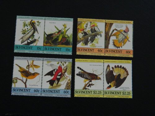 St vincent stamp sg 854/61 set of 8 in joined pairs mnh issued 1985 birds.