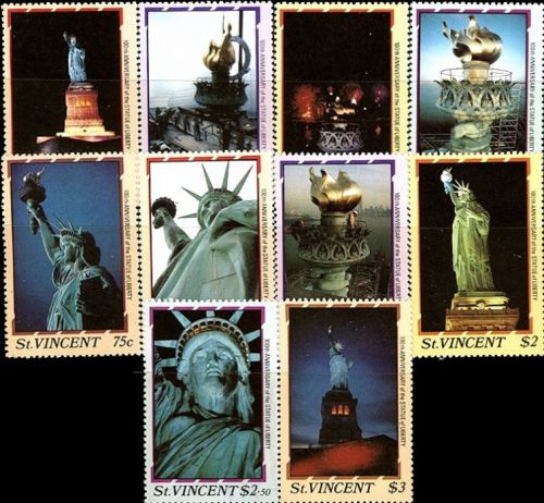 Statue Of Liberty Centennial Stamps St. Vincent # 980-980i MNH