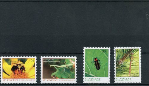 St Vincent &amp; The Grenadines 2007 MNH Insects 4v Set Bees Praying Mantis Firefly