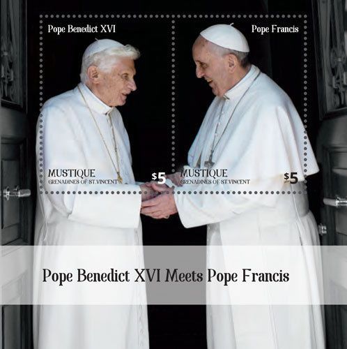 Mustique St Vincent - Pope Francis Meets Pope Benedict XVI, 2014 - 1411 S/S MNH