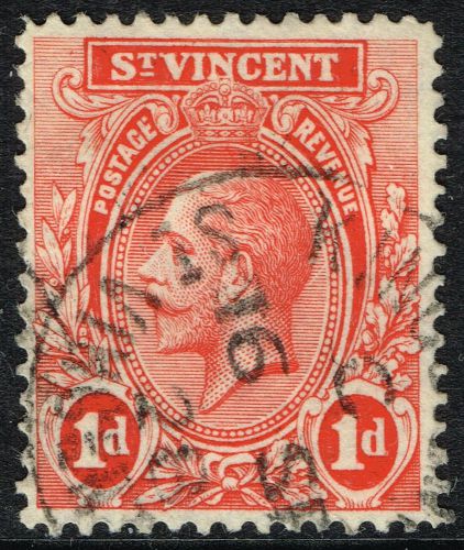 Sg 109b st. vincent 1917 - 1d scarlet - used
