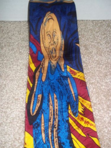 Vincent &amp; co. men&#039;s 100% silk handmade tie featuring &#034;the scream&#034;