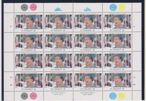 (11) st.vincent 1991 sheetlet of the 65th birthday of queen u/mint s.g 1688