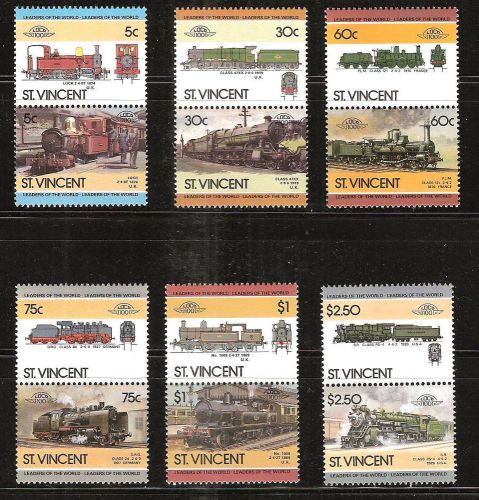 St. vincent # 849-854 mnh locomotives