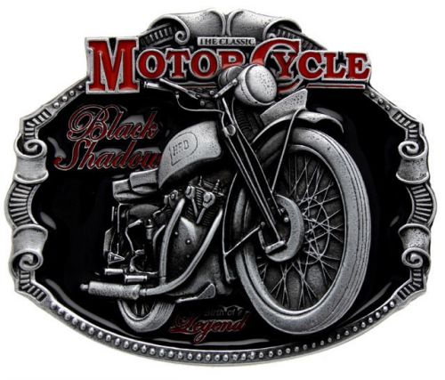 Vincent black shadow classic motorcycle licensed belt buckle in gift box +stand