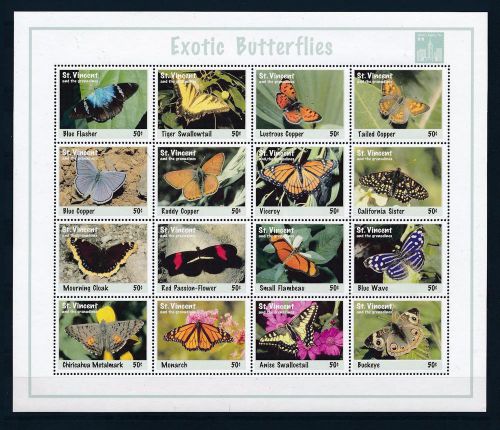 [33191] st. vincent &amp; grenadines 1994 butterflies schmetterlingen  mnh sheet