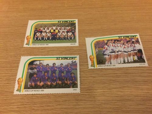 3 World Cup Mexico 1986 Stamps From St Vincent Featuring England And Scotland