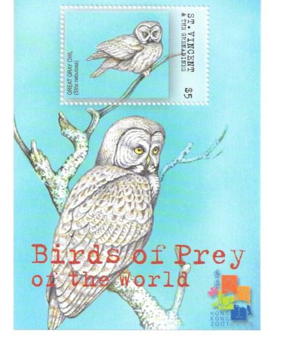 St. Vincent- Birds of Prey of the World, 2001 - 2879 S/S MNH