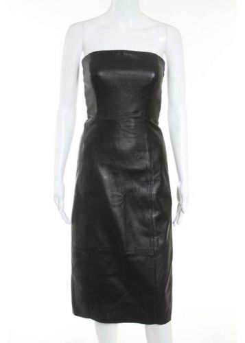 ST. VINCENT Black Leather Strapless Wiggle Pencil Dress Sz 2