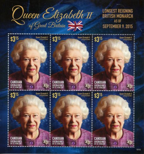 Canouan Grenadines St Vincent 2015 MNH Queen Elizabeth II 6v M/S I Longest Reign