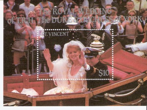 St Vincent 1986 Royal Wedding Prince Andrew Fergie Souvenir Sheet MNH (SC# 960)