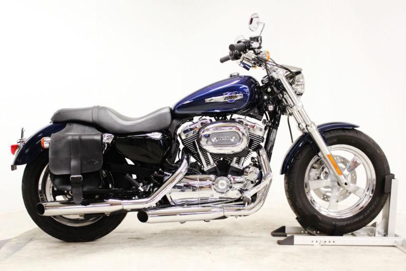 2012 Harley-Davidson XL1200C Sportster Custom Blue Motorcycle Like New Low Miles
