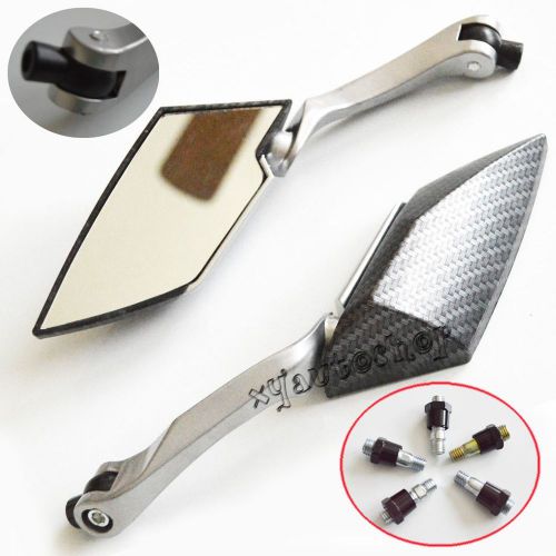 SILVER CUSTOM CARBON REARVIEW MINI MIRROR FOR VICTORY HYOSUNG KYMCO scooter GY6