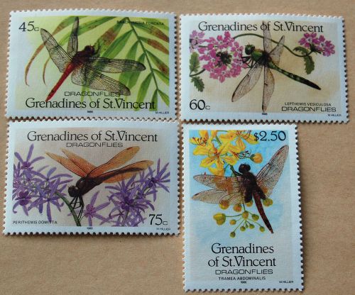 Dragonflies 1986 Grenadines Of St Vincent Set Of Four Stamps MNH