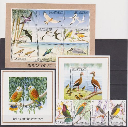 St vincent 1996 birds fauna klb+2s/s+set mnh