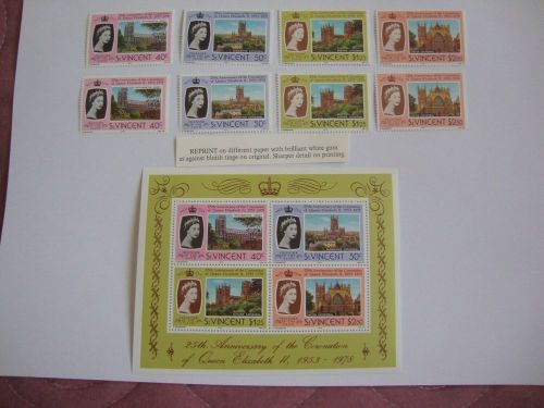 Queen elizabeth coronation 1978 st vincent stamps, reprints, miniature sheet