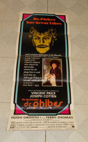 original THE ABOMINABLE DR. PHIBES insert poster Vincent Price Joseph Cotten