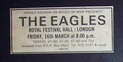 The eagles desperado era 1973 royal festival hall london small concert ad advert