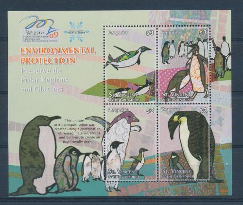 LE48245 St Vincent penguin animals birds good sheet MNH
