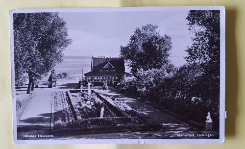 1930&#039;s alex vincent&#039;s kunstforlag postcard, italian garden helsingor